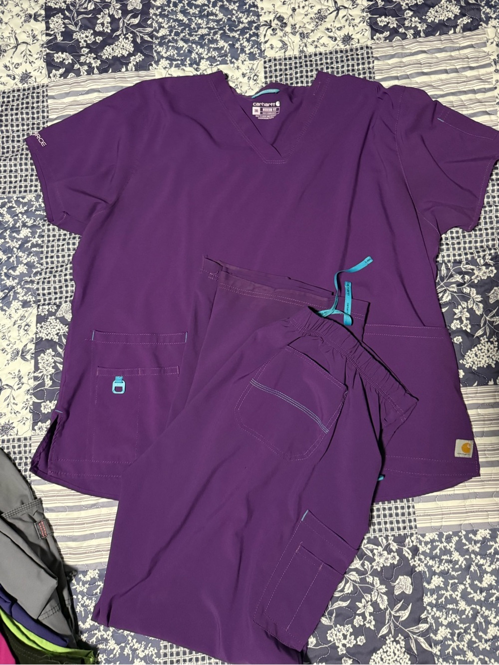 Carhartt Purple Scrub Top and Pants Set